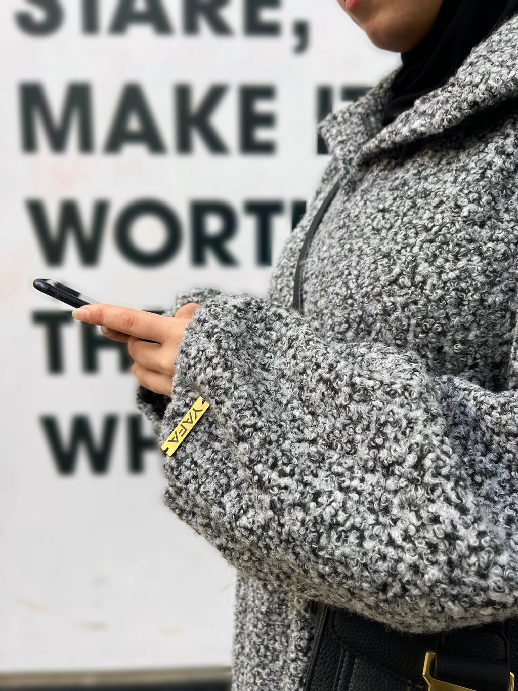 Bouclé Hoodie in GRAY