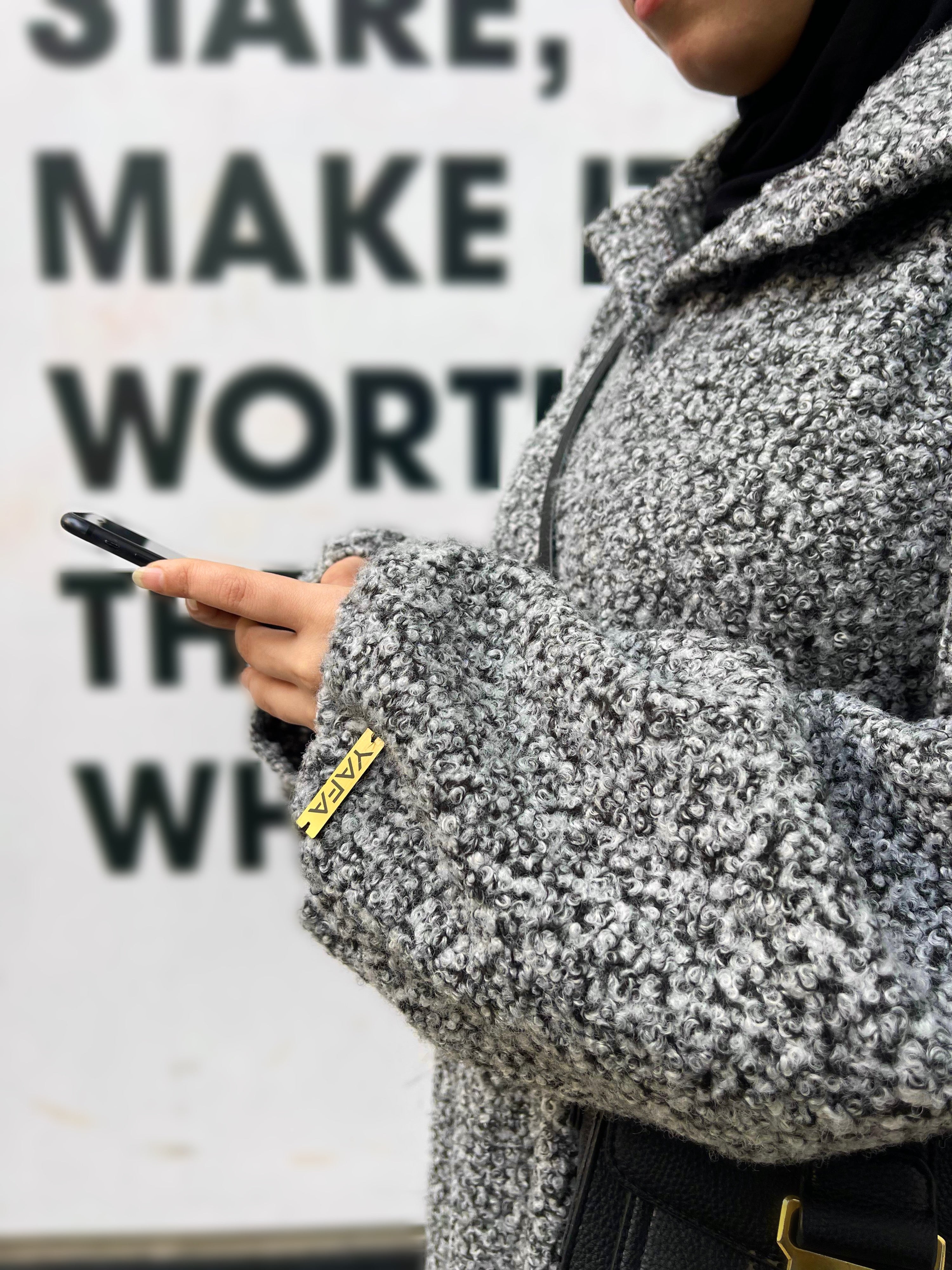 Bouclé Hoodie in GRAY