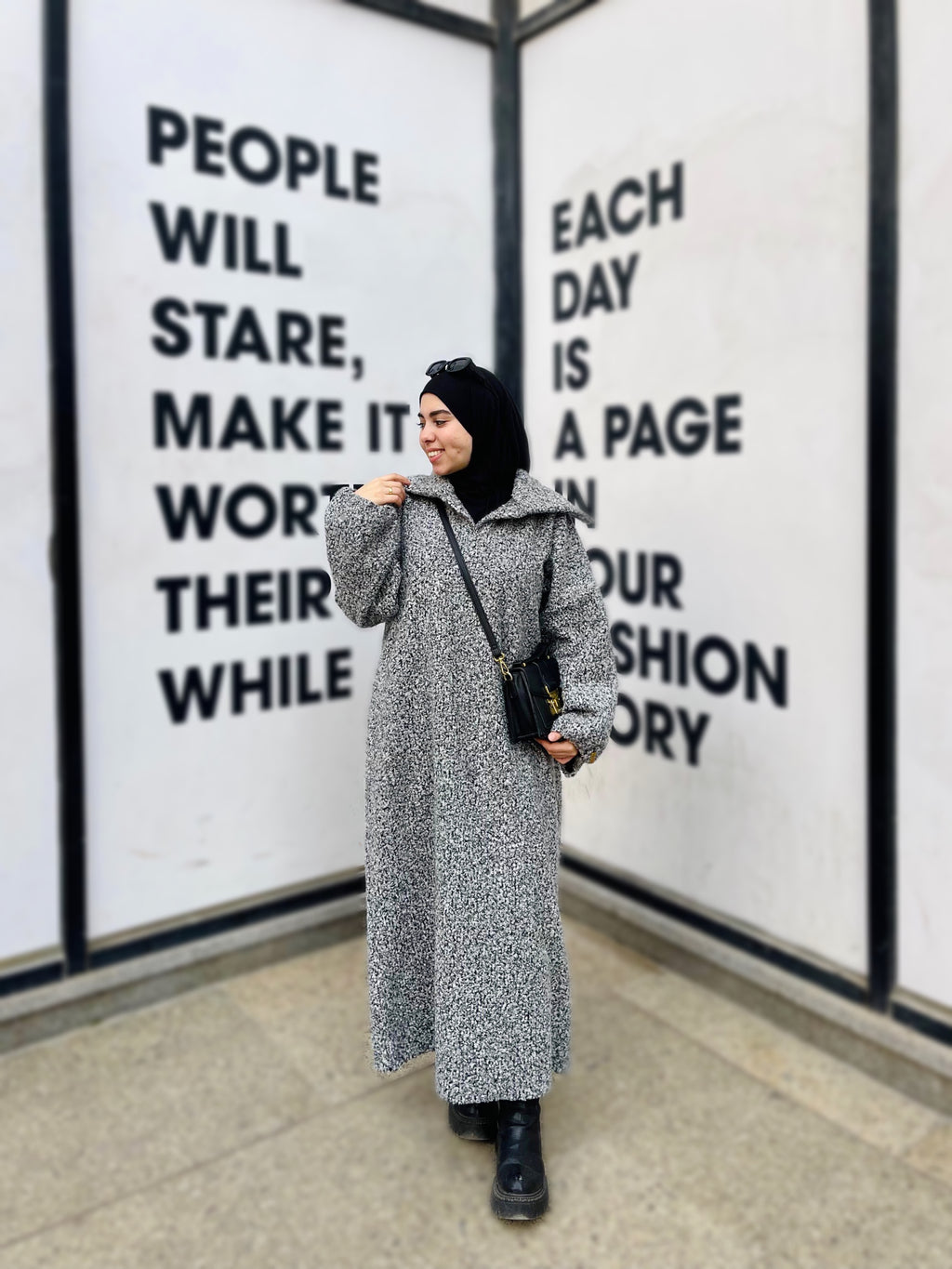 Bouclé Hoodie in GRAY