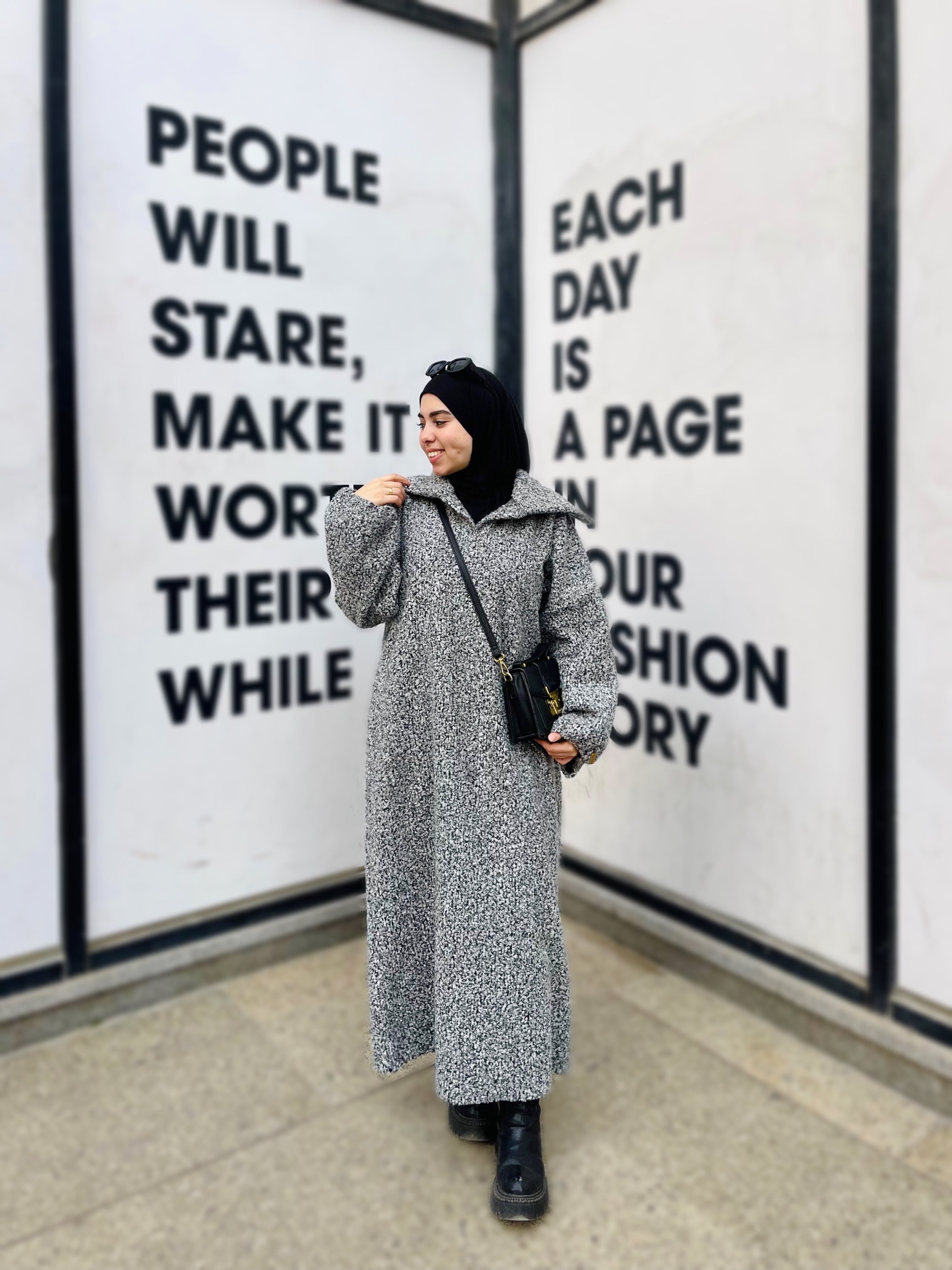 Bouclé Hoodie in GRAY