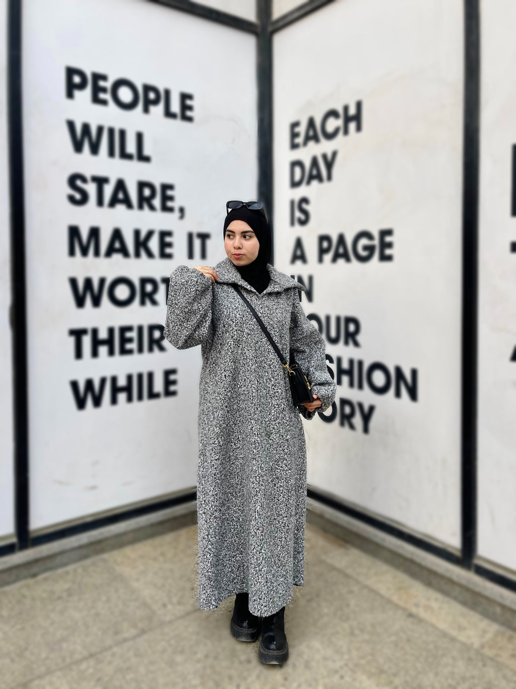 Bouclé Hoodie in GRAY