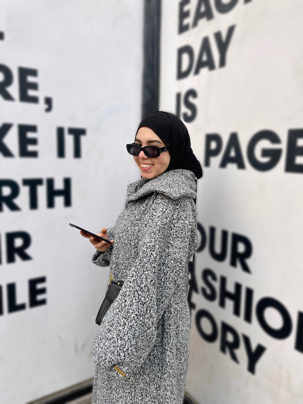 Bouclé Hoodie in GRAY