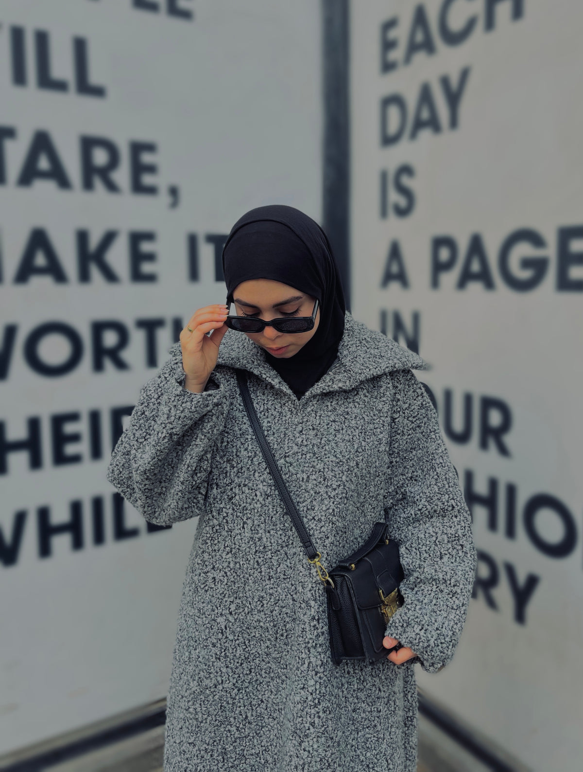 Bouclé Hoodie in GRAY