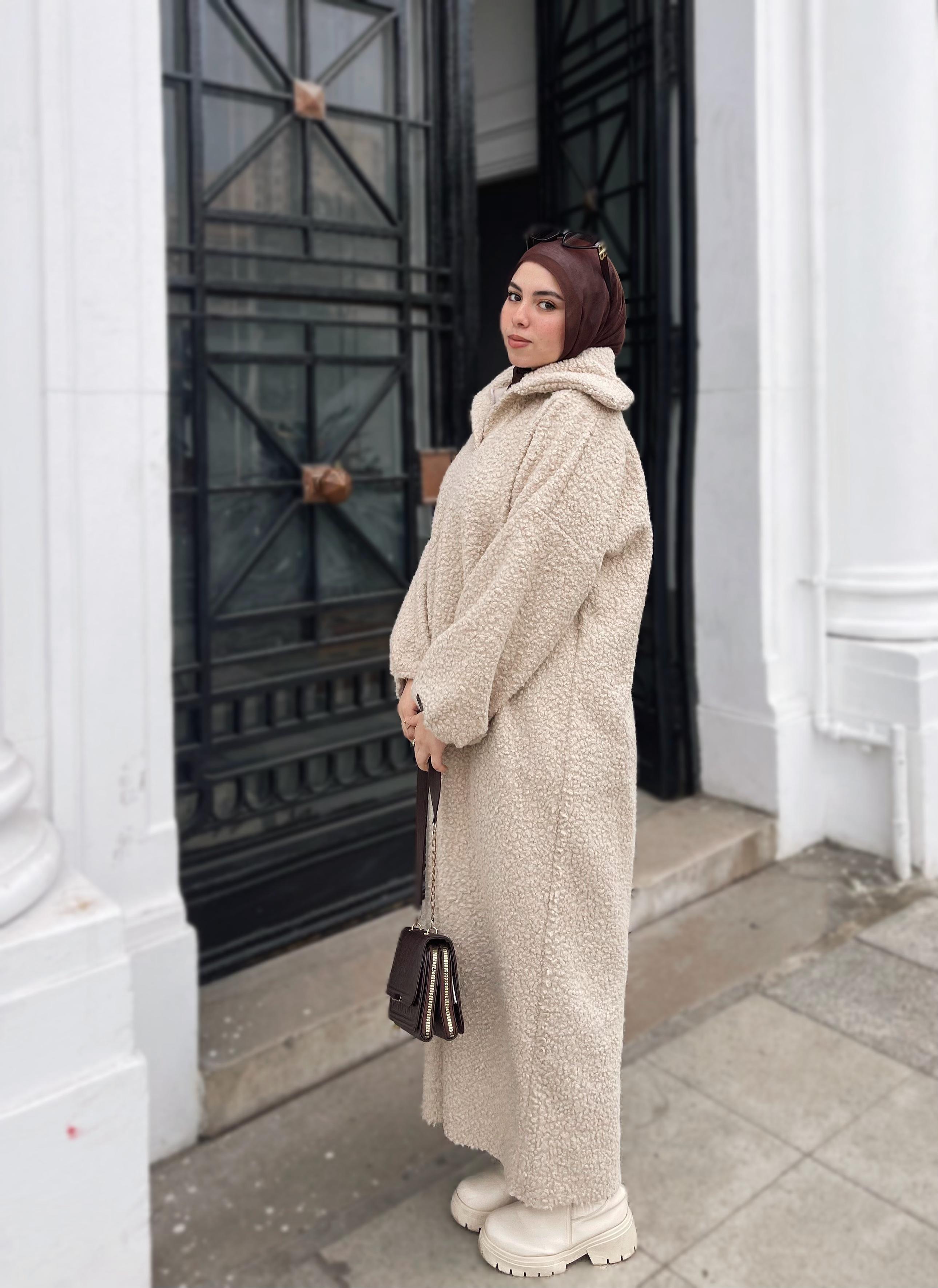 Bouclé Hoodie in BEIGE