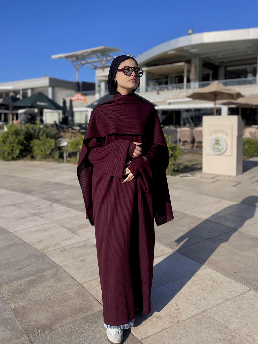 Ribbed Wool Abaya