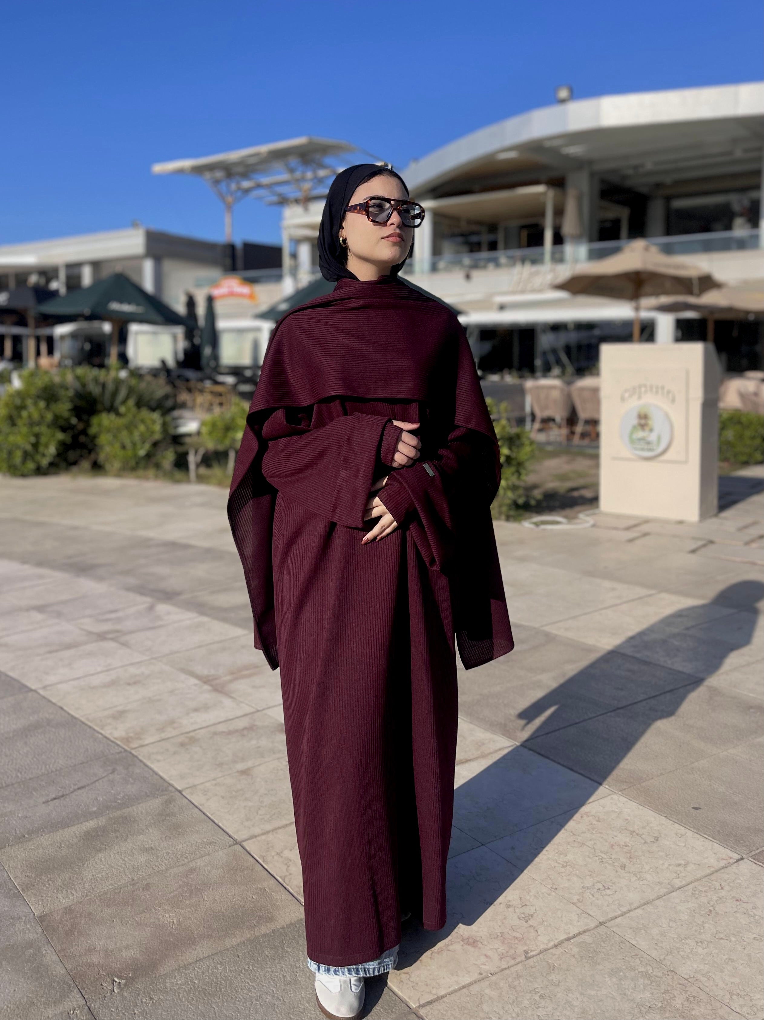 Ribbed Wool Abaya