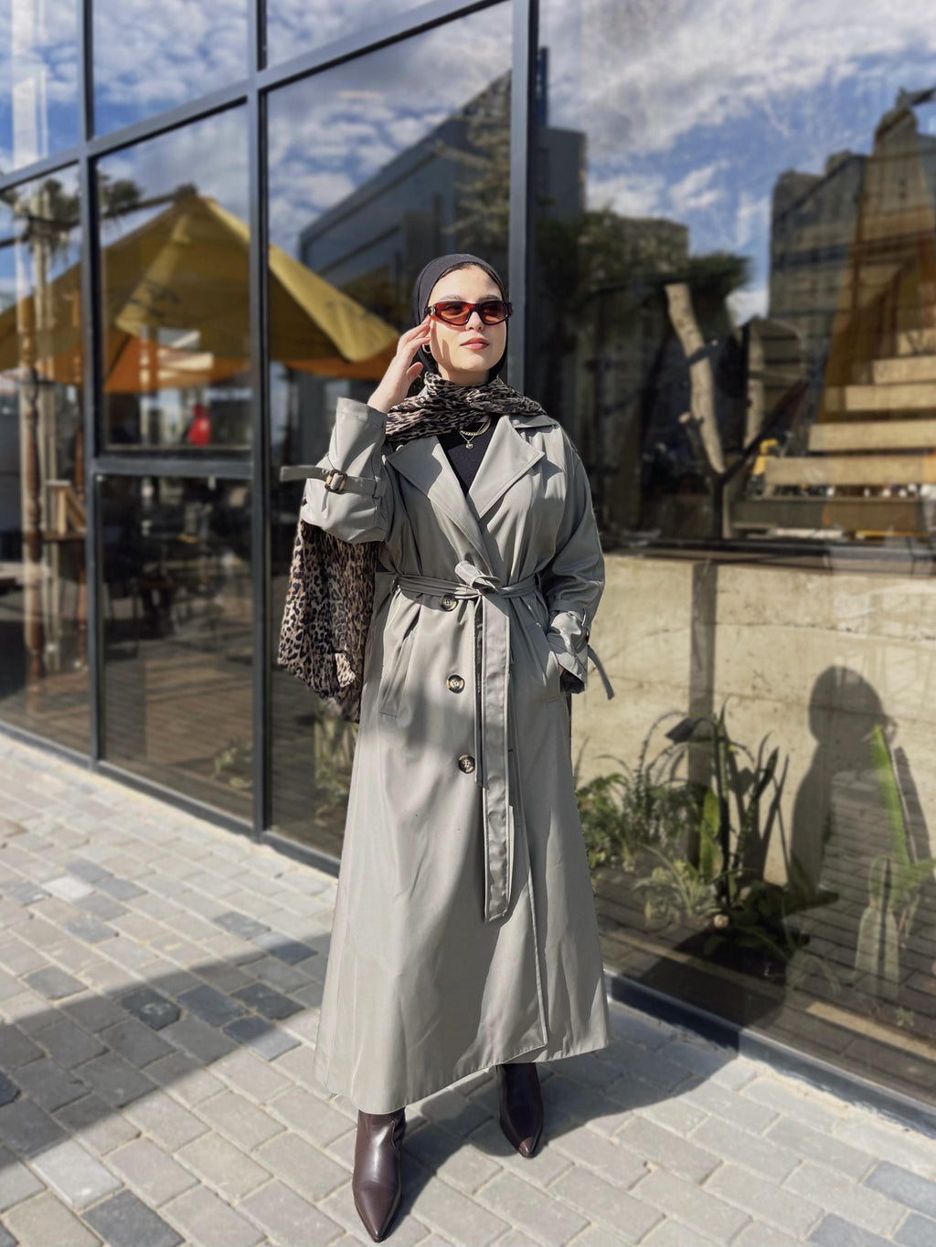 Waterproof Trench Coat in Light Olive