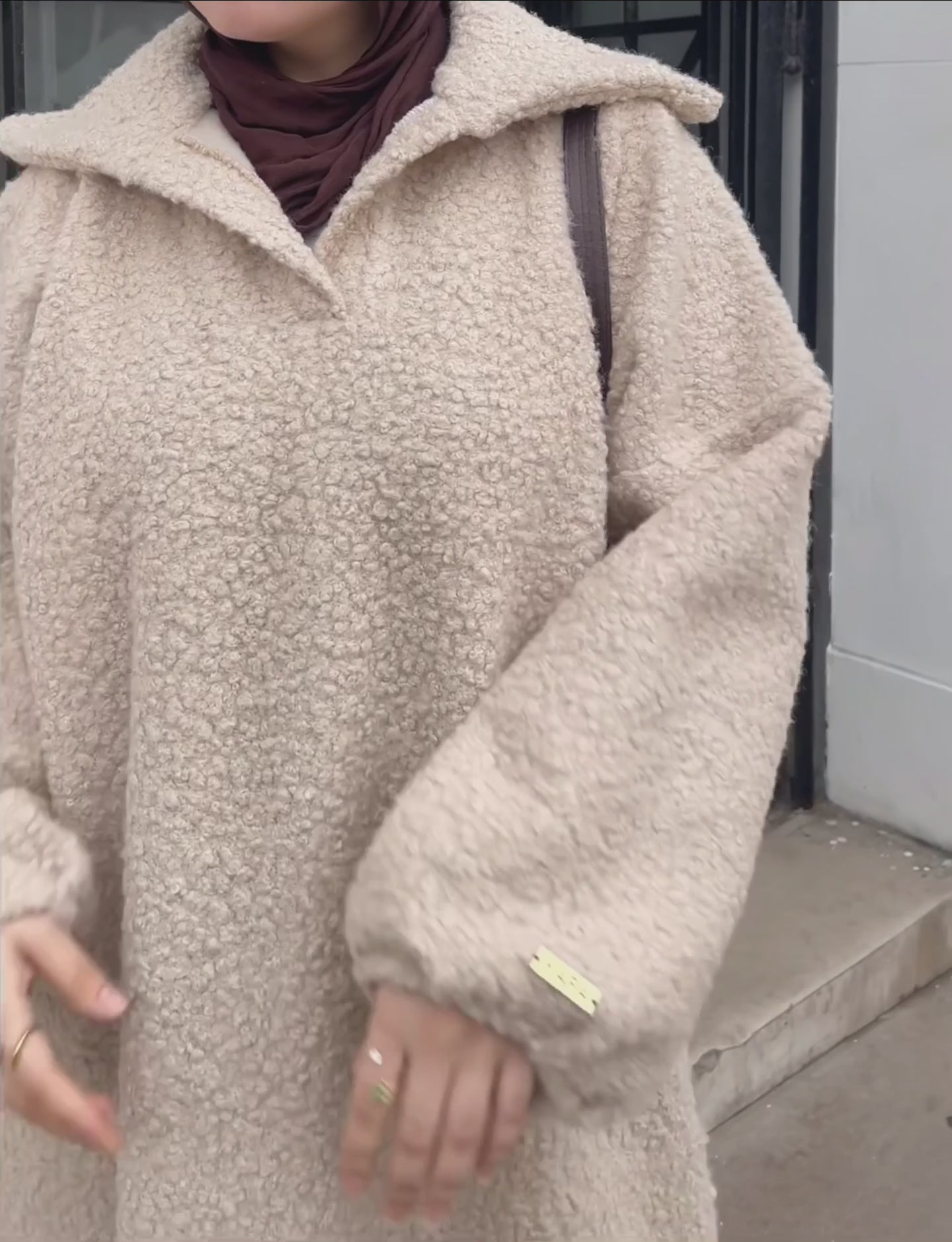 Bouclé Hoodie in BEIGE